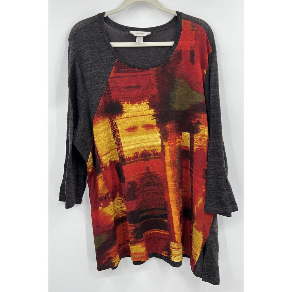 CJ Banks 3/4 Sleeve Tunic Sweater Asymetric Lightweight Size 2X